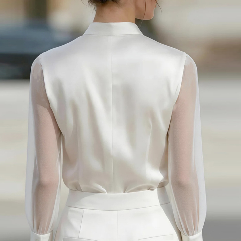 New Mesh See Through Fashion S - Silk Blouse 评论和价格