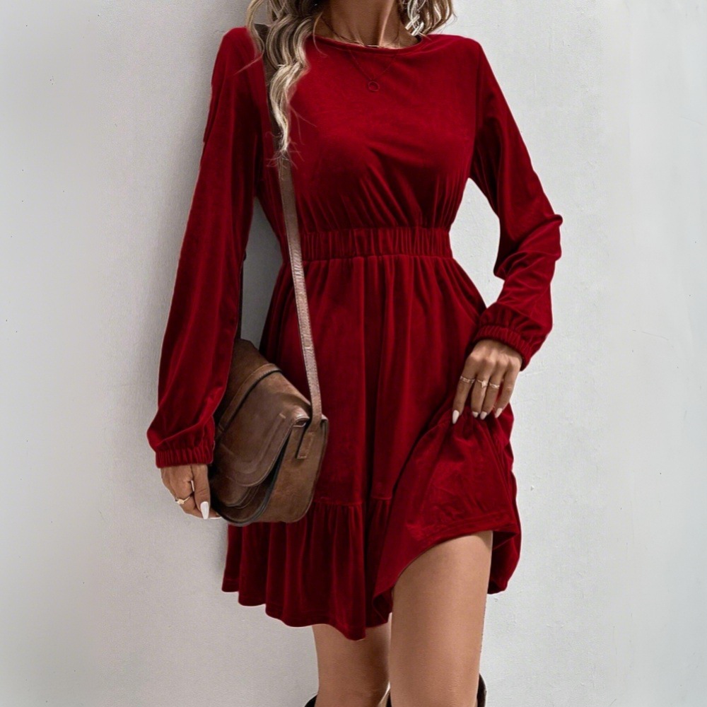 European American Style Velvet - Midi Dress 评论和价格
