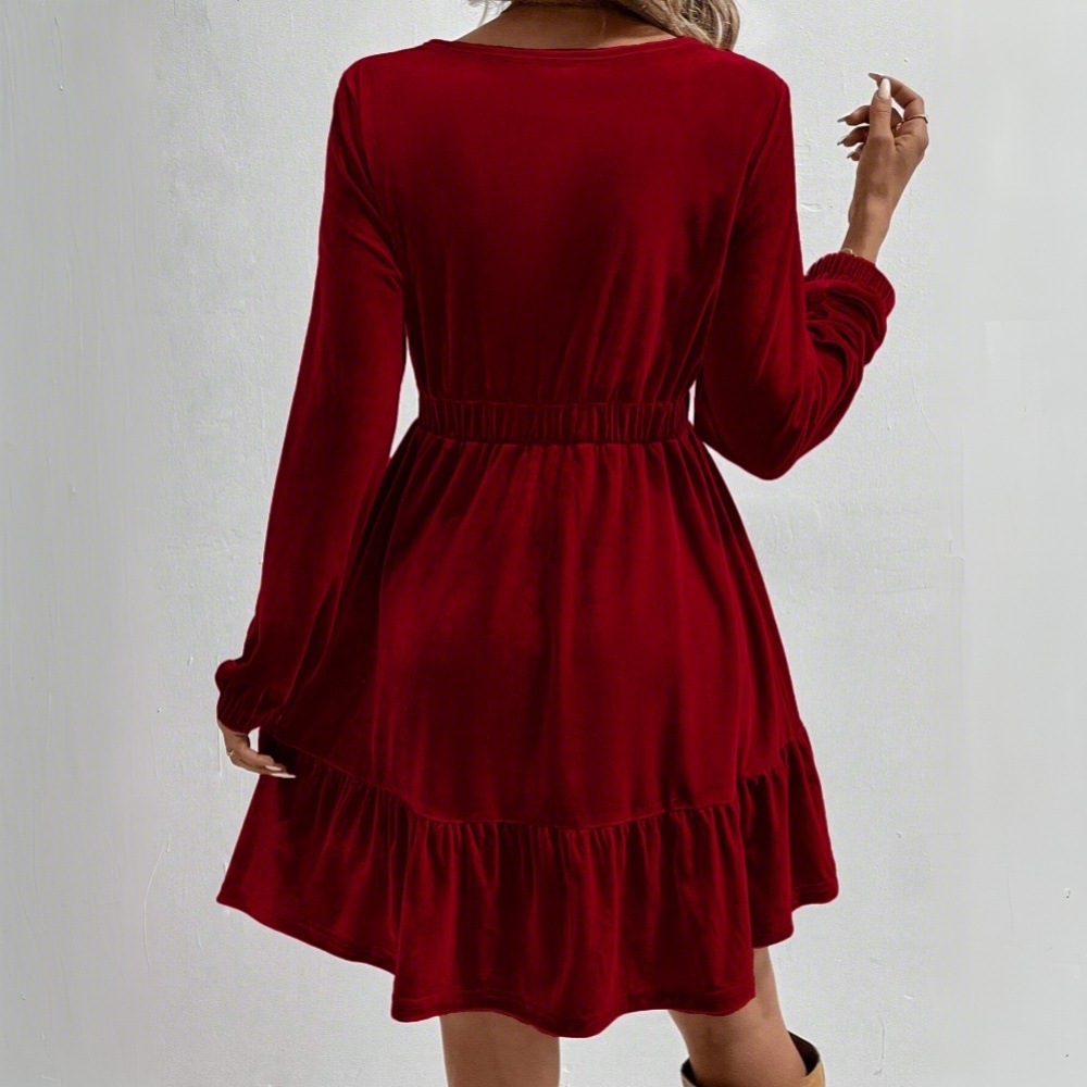 European American Style Velvet - Midi Dress 评论和价格