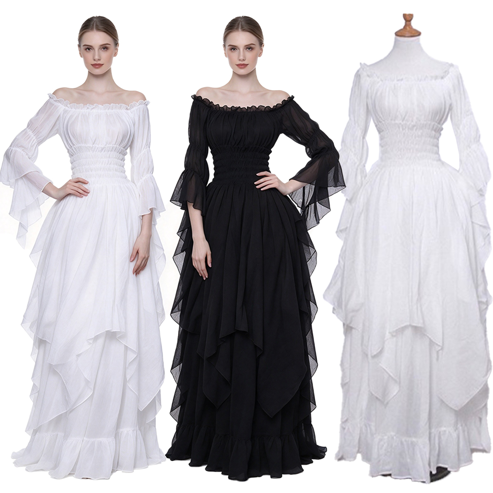 Medieval Dress Retro Off-The-S - Lace Dress 评论和价格
