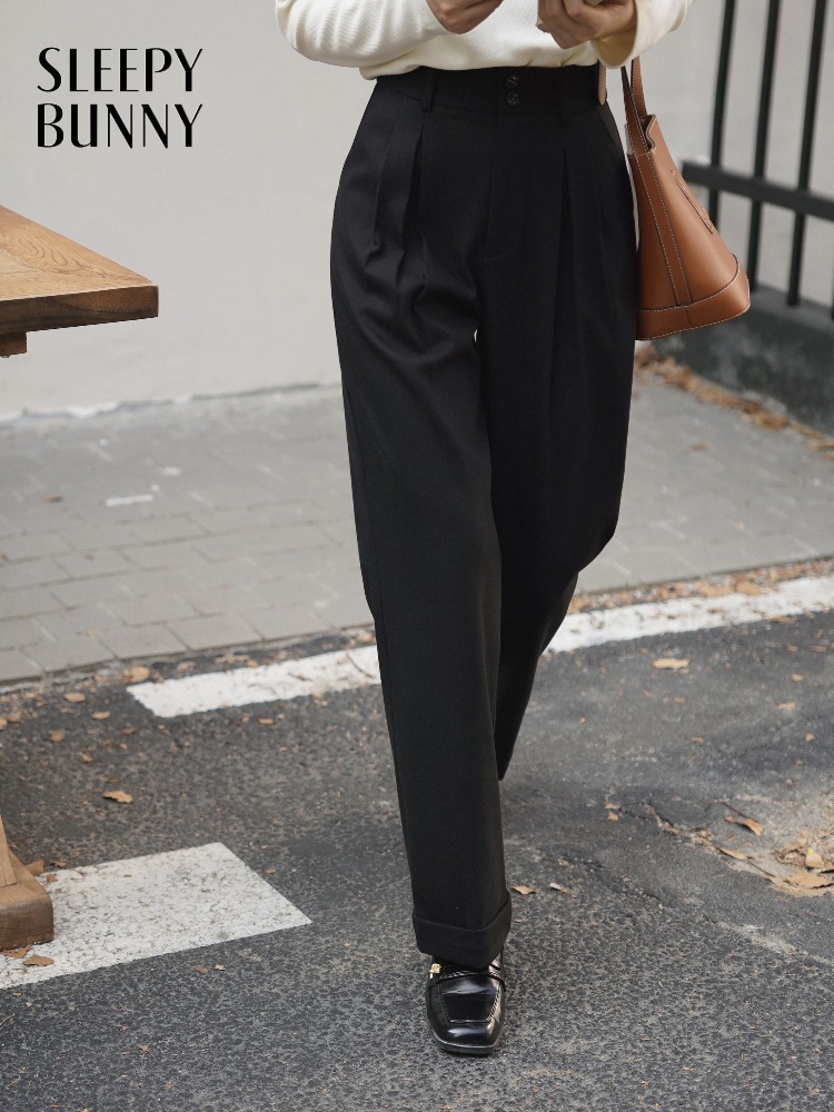 High Waist Wool-Like Trousers  - Tailored Trouser Wide 评论和价格